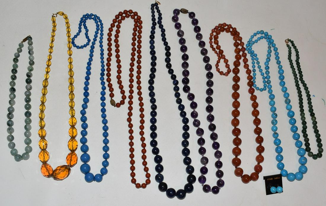 (8) ASST. DECO NECKLACES INCL. TURQUOISE/AGATE/AMETHYST (1 of 14)