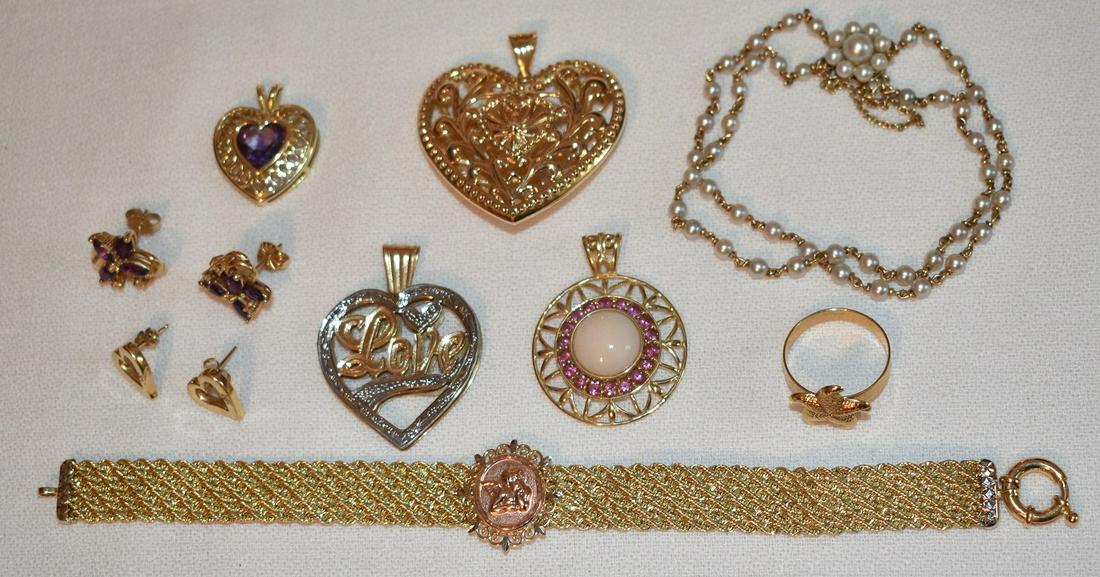 BAG LOT ASST. 14KT YELLOW GOLD FINDINGS W/VAR. STONES (1 of 14)