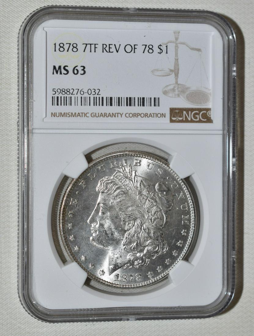 1878-S 7TF MORGAN SILVER DOLLAR - GRADED MS 63 (1 of 6)
