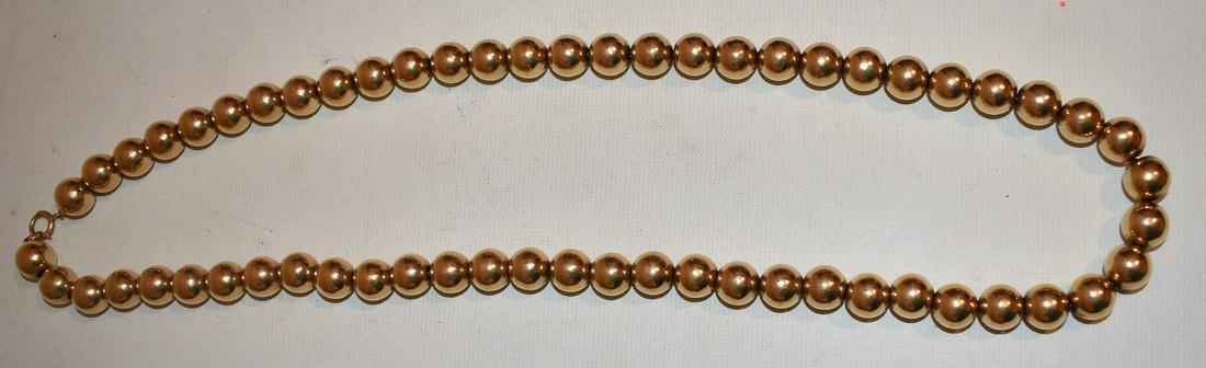 ART DECO 14KT YELLOW GOLD BEADED NECKLACE, C. 1950 (1 of 4)