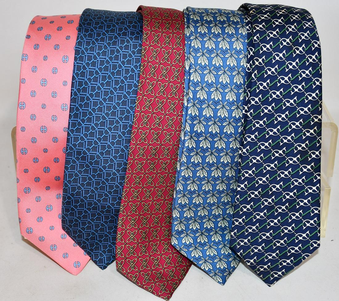 LOT (5) HERMES TIES (VINTAGE), C. 1990'S (1 of 3)
