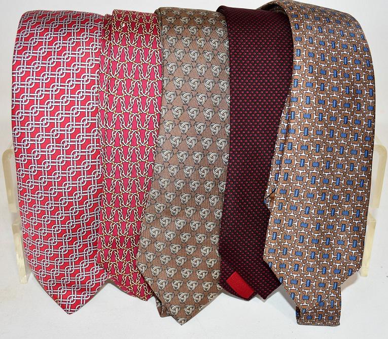 LOT (5) HERMES TIES (VINTAGE), C. 1990'S (1 of 3)