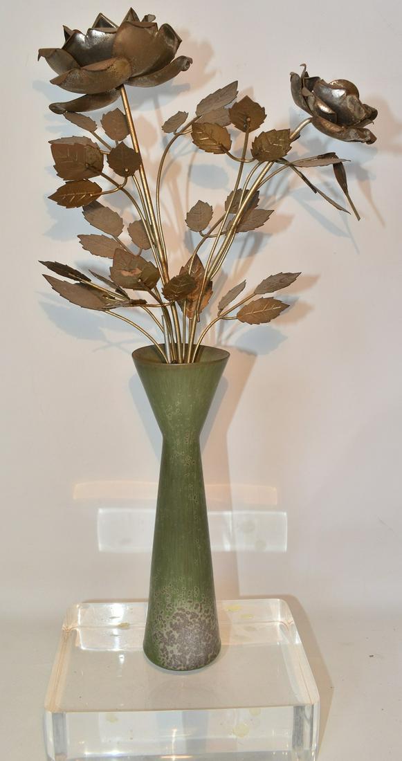 RORSTRAND CRYSTALLINE VASE W/METAL FLOWERS, 20TH C. (1 of 6)
