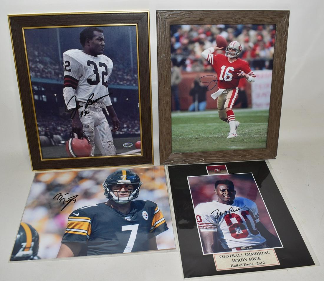 LOT (4) JERRY RICE SIGNED PHOTO 8" X 10" MAT; JIM BROWN (1 of 8)
