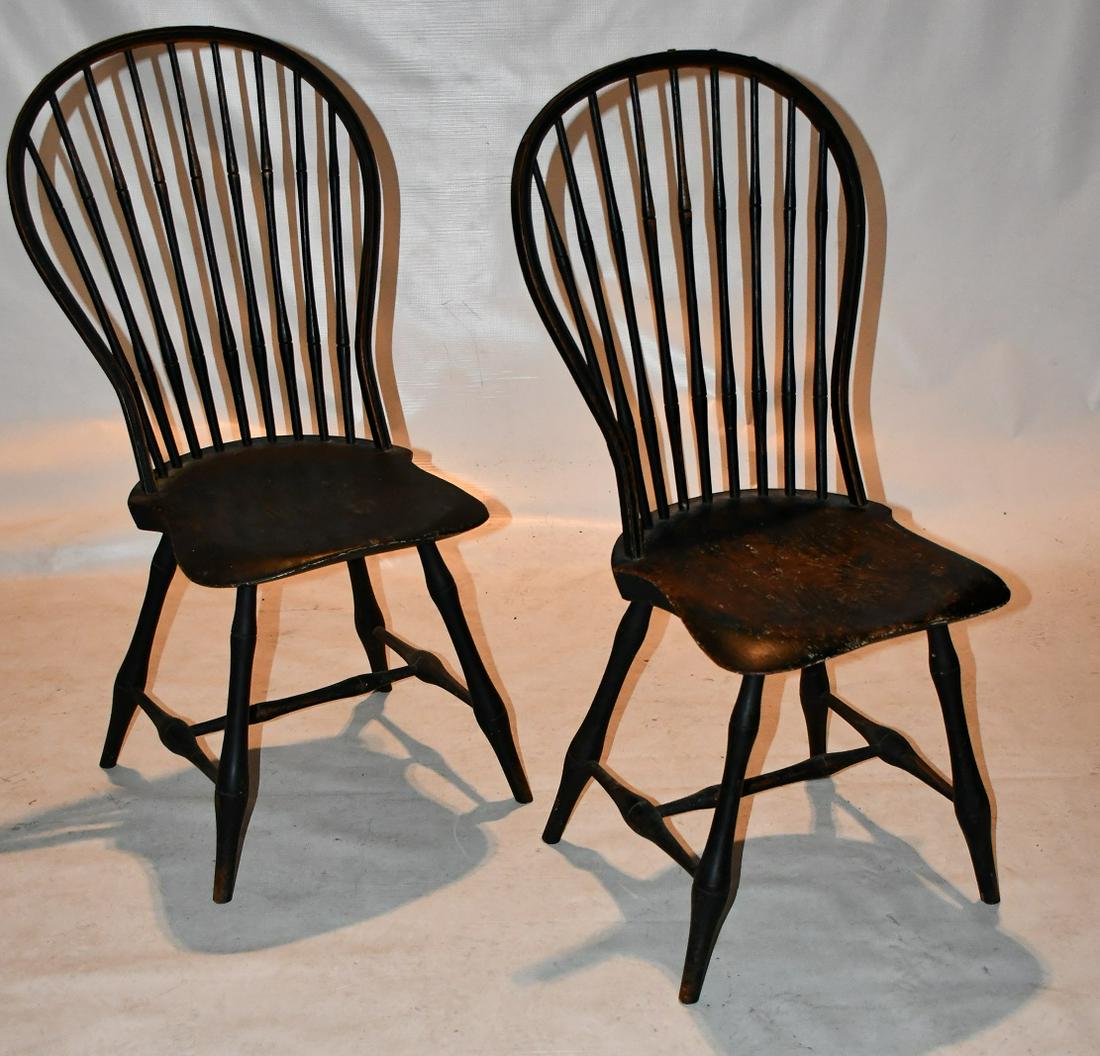 PAIR WINDSOR HOOP BACK SIDE CHAIRS, 18TH C. (1 of 9)