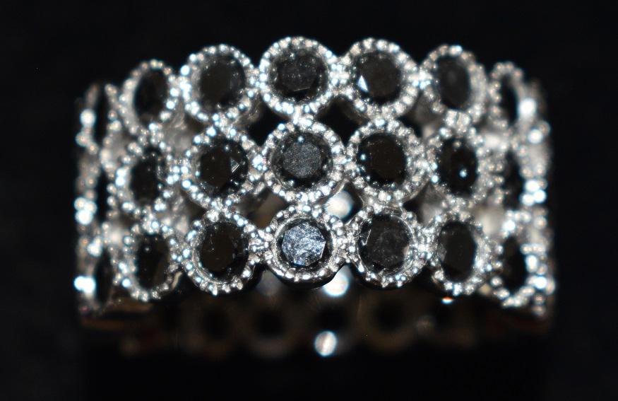 FINE DECO STYLE 14 KT. WHITE GOLD/BLACK DIAMOND RING (1 of 12)