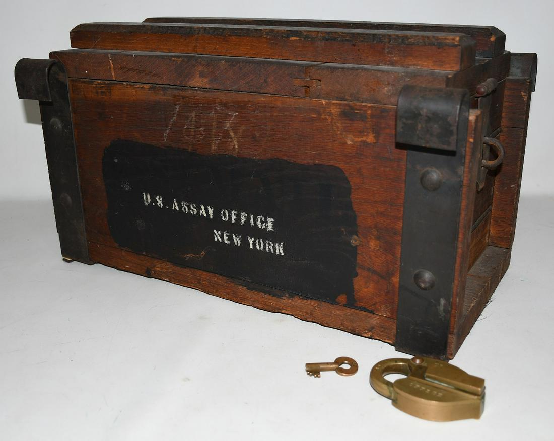 RARE US ASSAY OFFICE BULLION BOX W/BRASS LOCK STAMPED (1 of 17)