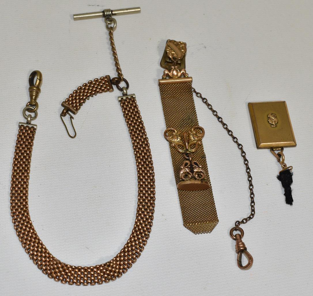 LOT (2) VICTORIAN GOLD FILLED POCKET WATCH FOBS (1 of 10)