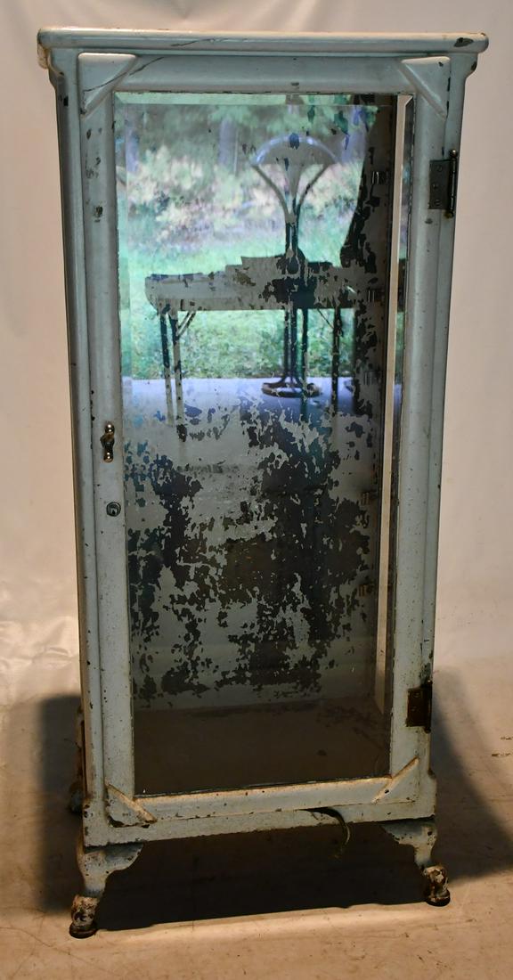 ART DECO STEEL/BEVELED GLASS DENTAL CABINET, C. 1910 (1 of 7)