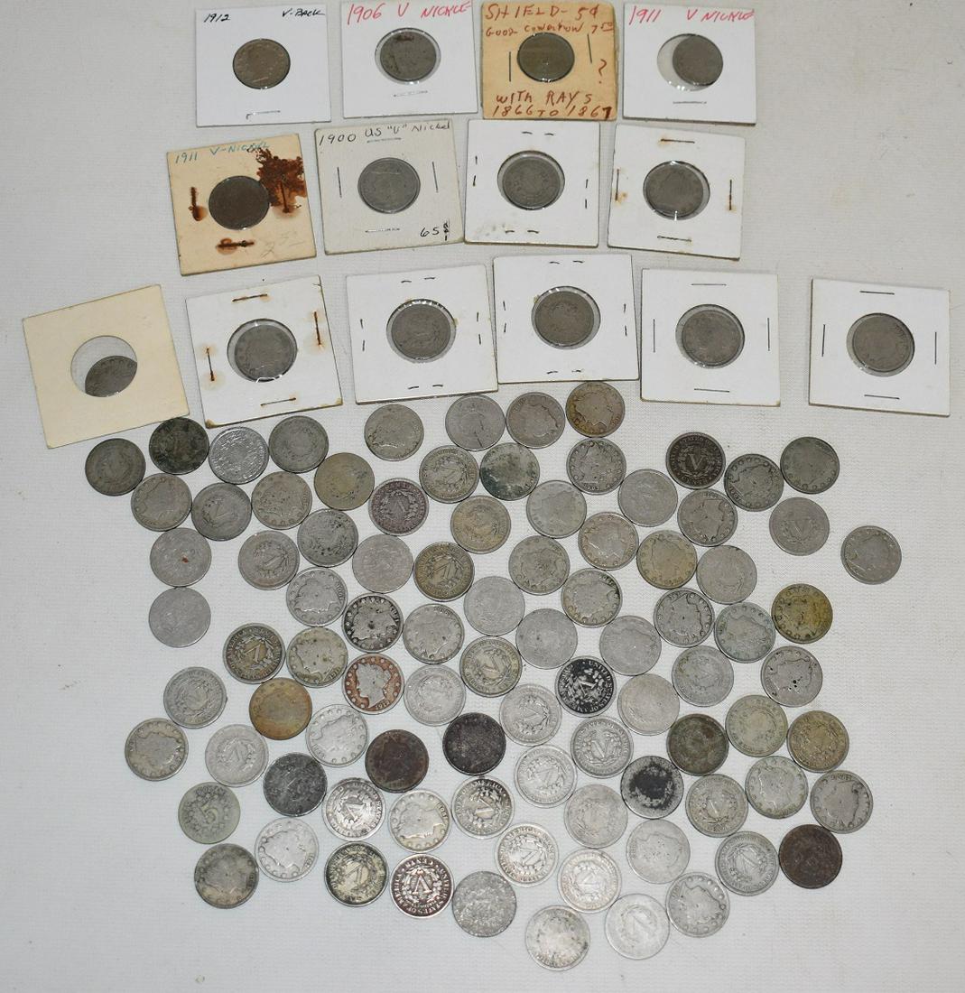 LOT (100) ESTATE V-BACK NICKELS VARIOUS DATES (1 of 14)