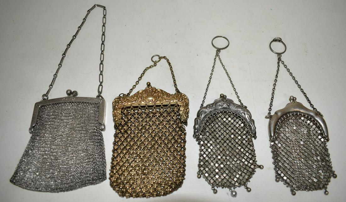 LOT (4) ASSORTED VICTORIAN/DECO STERLING COIN PURSES (1 of 11)