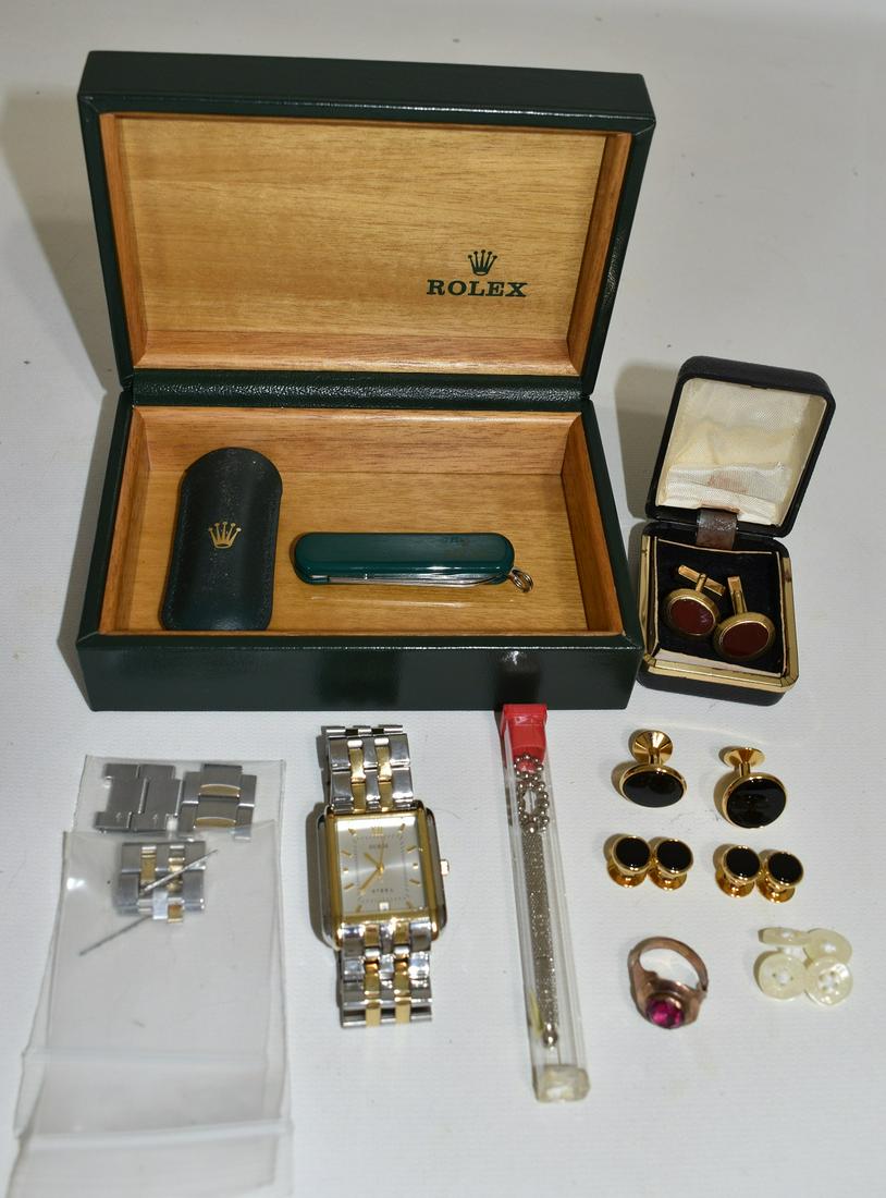 VINTAGE ROLEX WATCH BOX WITH CONTENTS INCL. GUESS WATCH (1 of 12)
