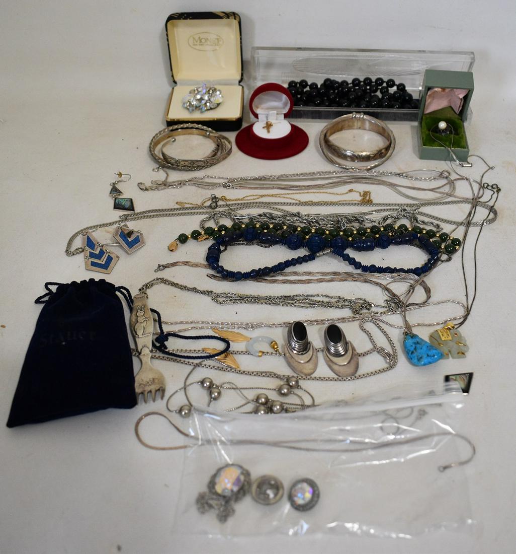 LOT ASSORTED STERLING JEWELRY/COSTUME, C. 1940/60 (1 of 16)