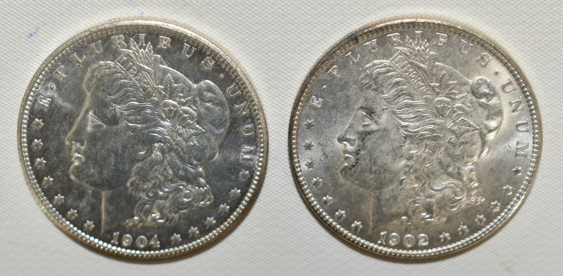LOT (2) 1902-O, 1904-O MORGAN SILVER DOLLAR UNC. (1 of 18)