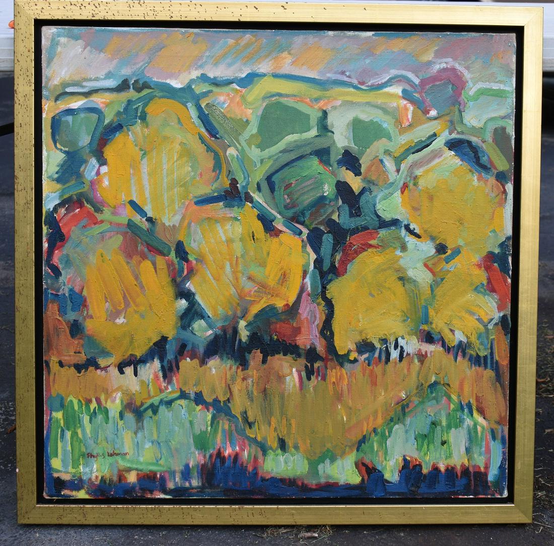 O/C ABSTRACT SIGNED PHYLLIS LEHMAN, 20TH C. (1 of 5)