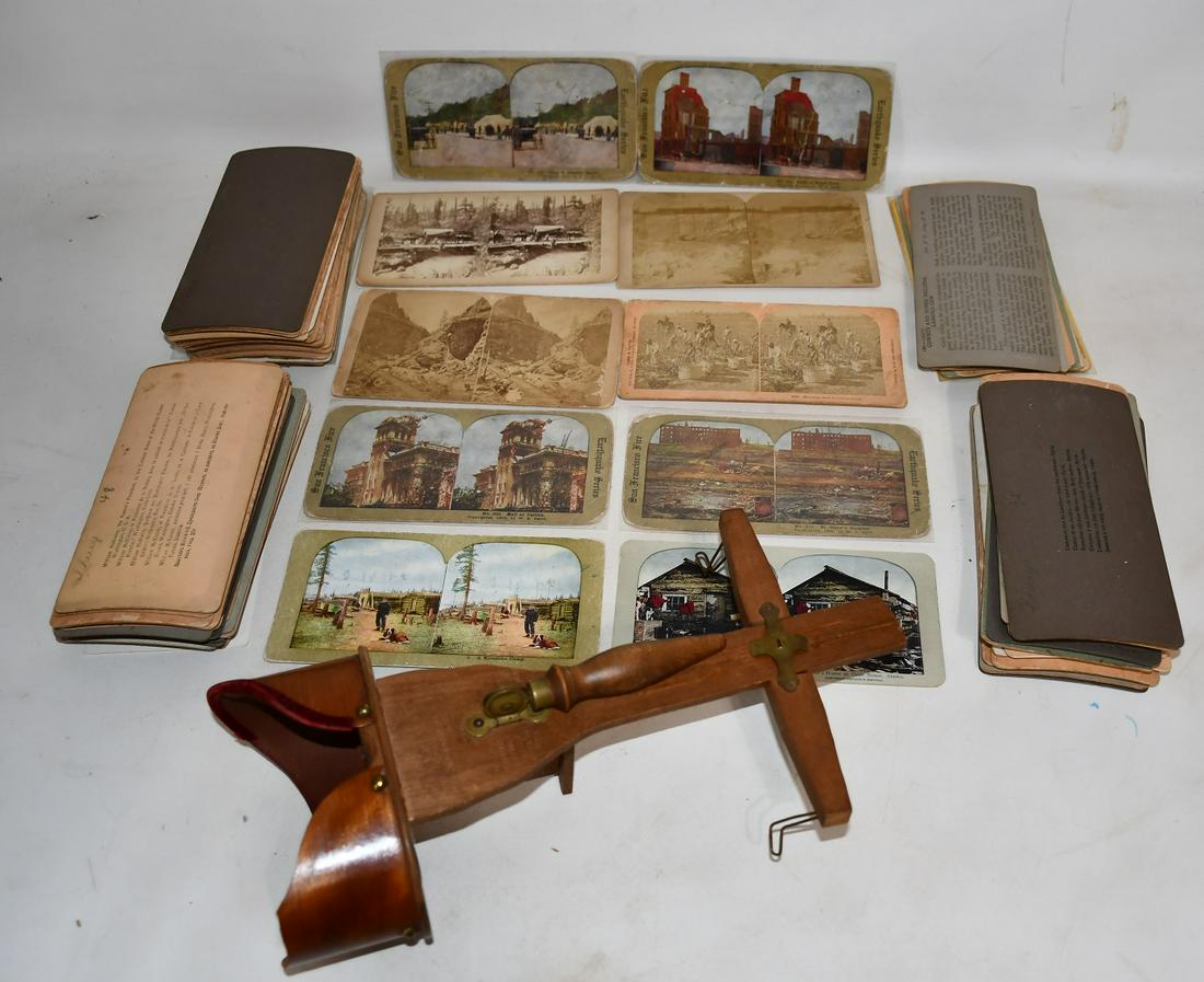 LOT ASSORTED STEREOPTIC VIEW CARDS & VIEWER INCL. REAL (1 of 15)