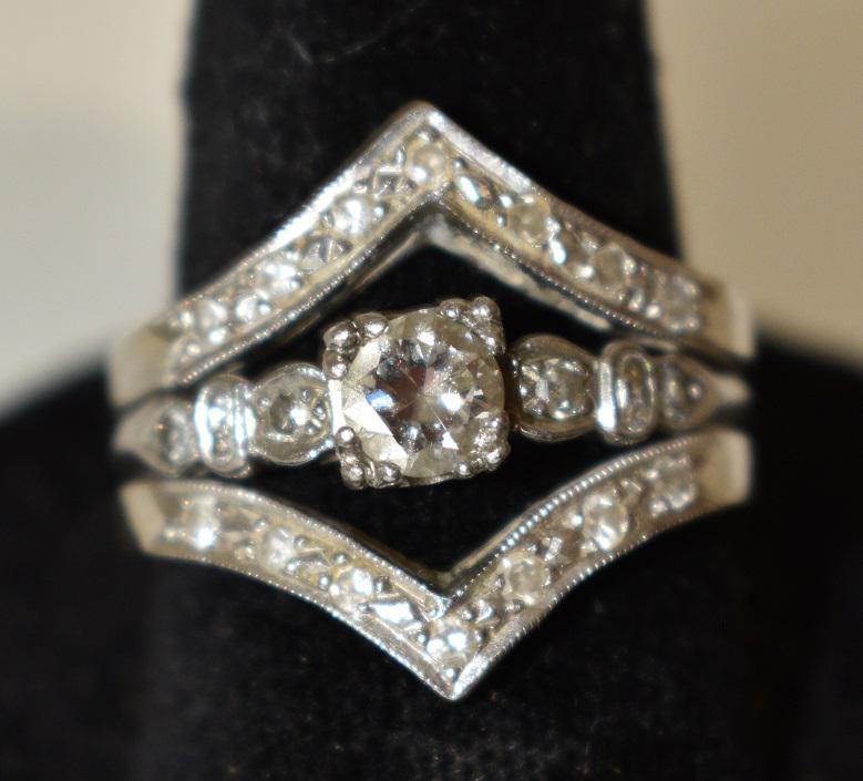 ART DECO 14 KT PLATINUM/DIAMOND 2 PART RING (1 of 13)