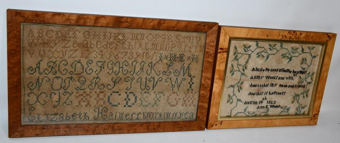 LOT (2) AMERICAN NEEDLEPOINT SAMPLERS INCL. ALPHABET (1 of 8)