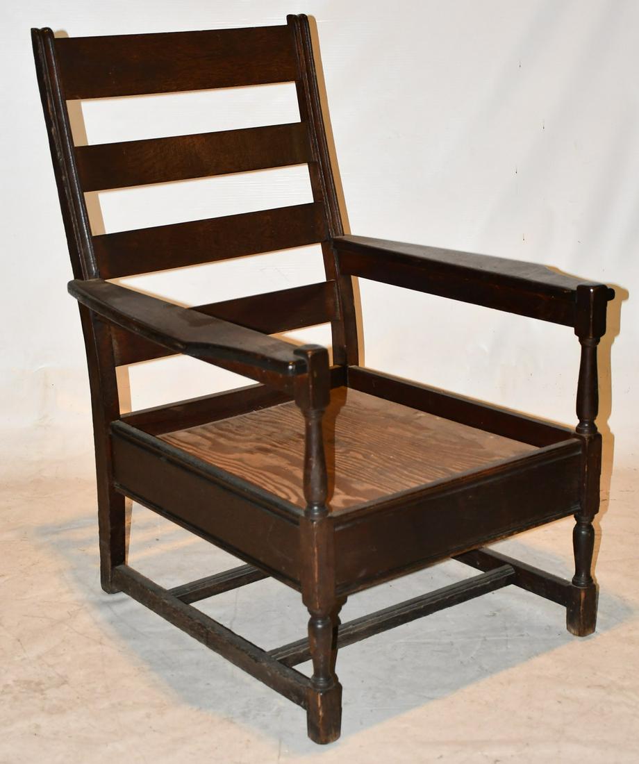 L & J. G. STICKLEY MISSION/COLONIAL OAK MORRIS CHAIR: L & J. G. STICKLEY MISSION/COLONIAL OAK MORRIS CHAIR, C. 1910/15
