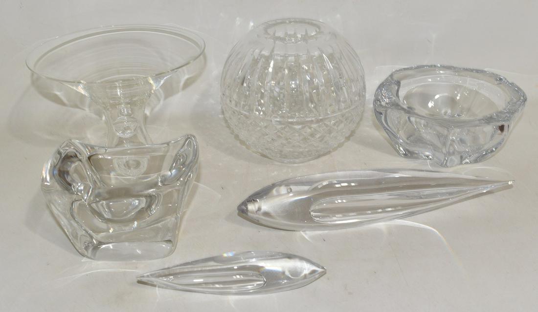 6 ASST. CRYSTAL INCL. DAUM, KOSTA, WATERFORD & STEUBEN: LOT (6) ASSORTED CRYSTAL INCLUDING DAUM, KOSTA, WATERFORD & STEUBEN