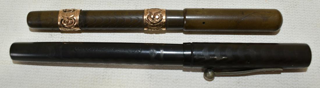 2 WATERMAN FOUNTAIN PENS, EYE DROPPER BAKELITE, ETC.: LOT (2) WATERMAN FOUNTAIN PENS, EYE DROPPER BAKELITE & HARD RUBBER/GUTTA-PURCHA, 19TH C., L. 5"