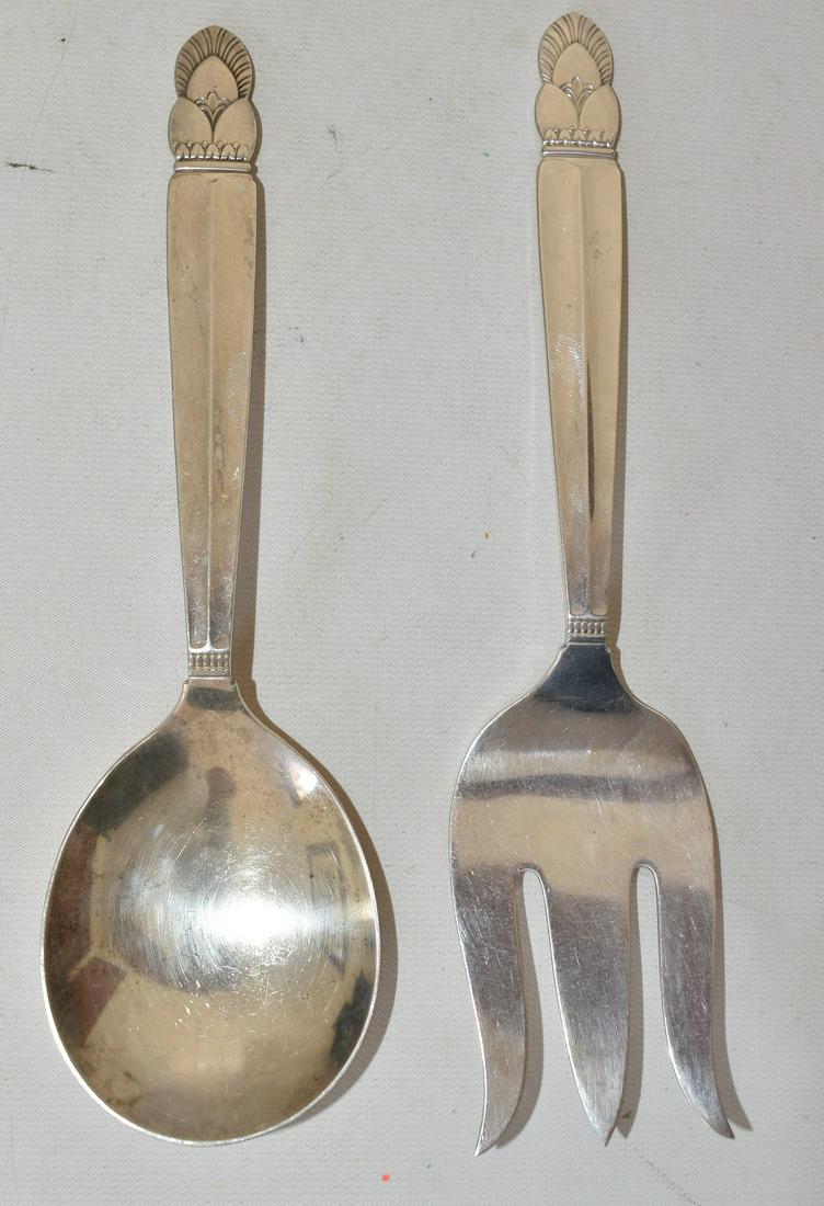 PAIR PRINCESS INGRID STERLING SILVER SERVING PCS.: PAIR PRINCESS INGRID STERLING SILVER SERVING PCS., C. 1960, W. 8.9 OZ.