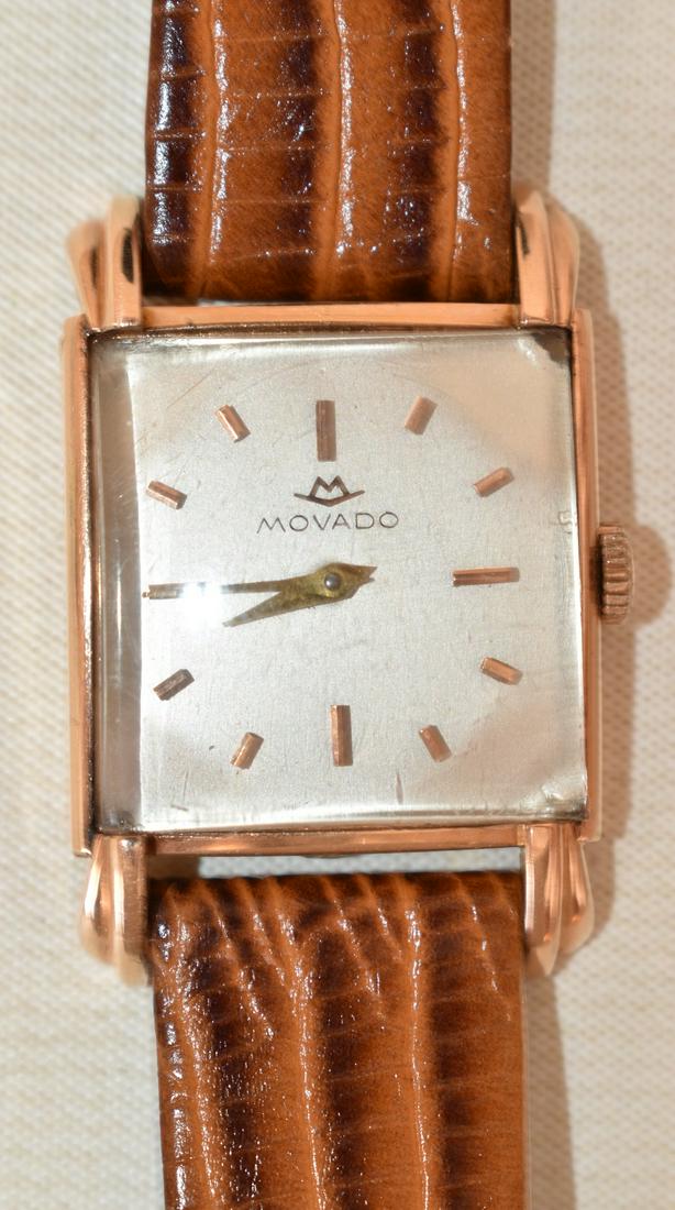 VINTAGE MOVADO 18KT ROSE GOLD TANK WRISTWATCH, C. 1940: VINTAGE MOVADO 18KT ROSE GOLD TANK WRISTWATCH, C. 1940 (WORKING)