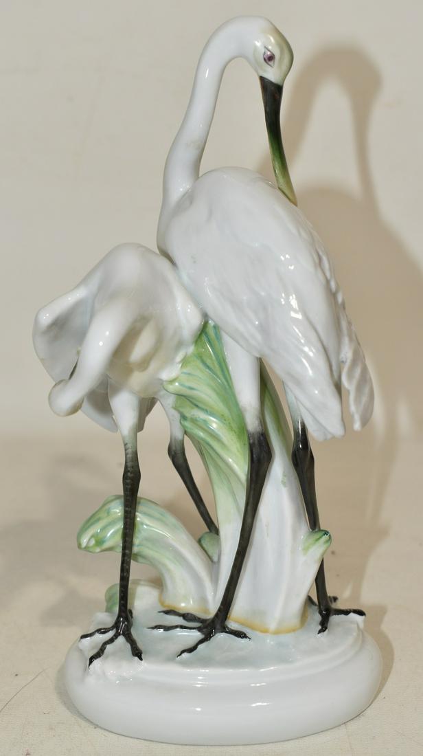 HEREND PORCELAIN CRANES, HUNGARY, 20TH C.: HEREND PORCELAIN CRANES, HUNGARY, 20TH C., H. 9"