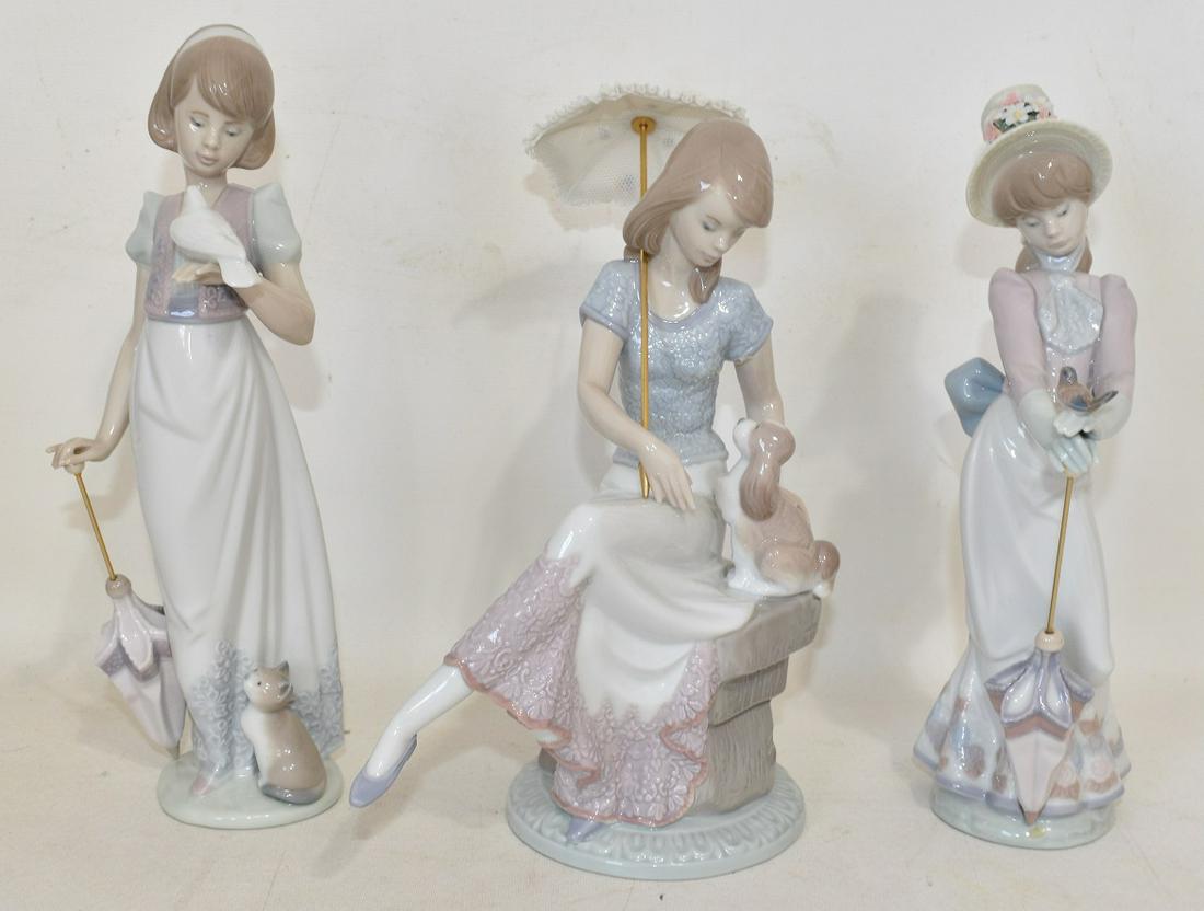 (3) LLADRO SUMMER STROLL/GARDEN SONG/PICTURE PERFECT: (3) LLADRO SUMMER STROLL #7611, H. 9" /GARDEN SONG #7618, H. 8 1/2" /PICTURE PERFECT #7612, H. 8" W/ ORIG. BOXES