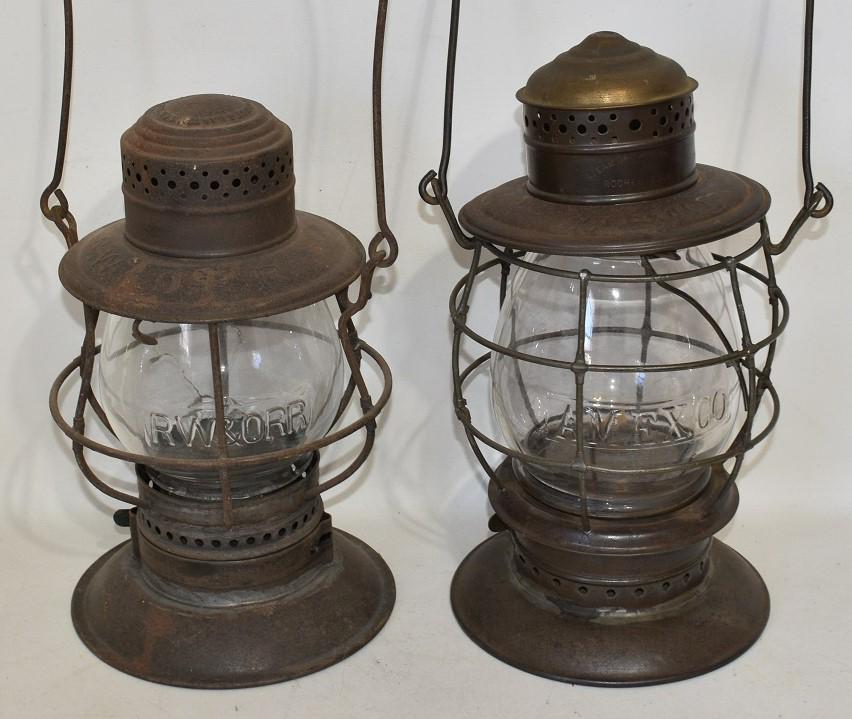 (2) ROME, WATERTOWN & OGDENSBURG/AMEX CO. RR LANTERNS (1 of 20)