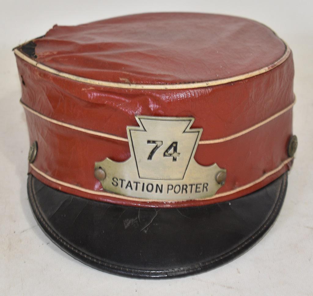 RARE PENNSYLVANIA RR "STATION PORTERS" CAP W/BADGE #74 (1 of 9)