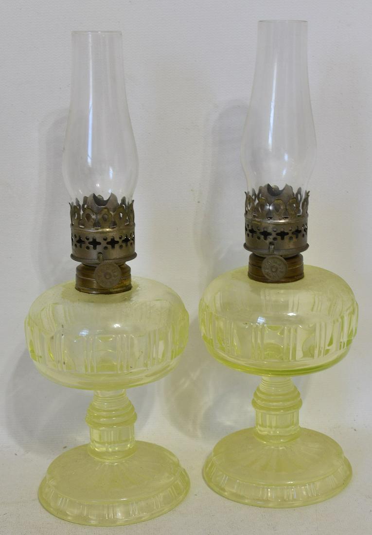 PR. VICTORIAN MINIATURE CANARY YELLOW KEROSENE LAMPS (1 of 9)