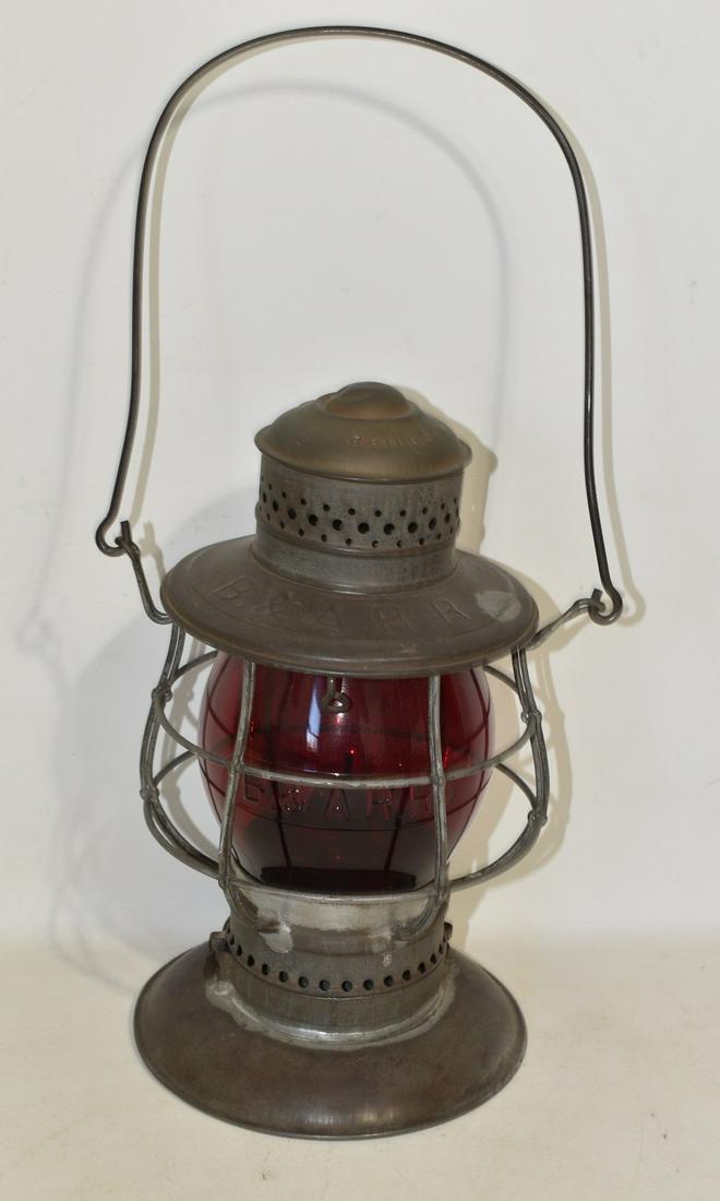BOSTON & ALBANY RAILROAD LANTERN W/CAST RED GLOBE (1 of 11)