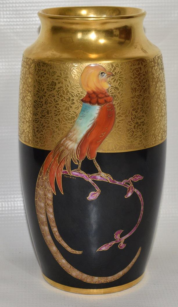 FINE H/P PICKARD PORCELAIN VASE W/PARROT SIGNED MERKLIN (1 of 6)