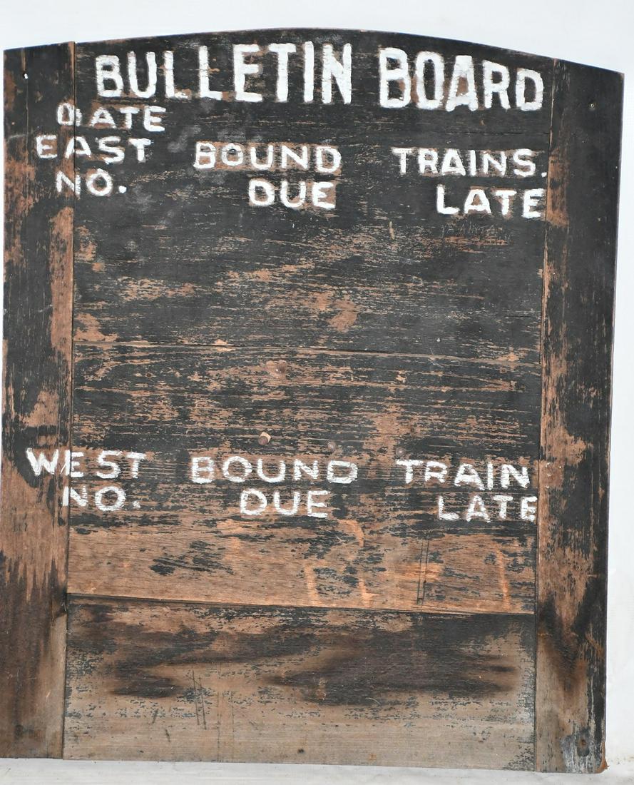 EARLY PAINTED PINE BULLETIN BOARD (RAILROAD) 19TH C. (1 of 6)