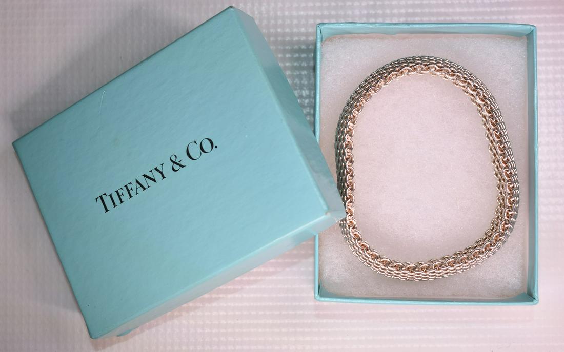TIFFANY & CO. STERLING MESH BRACELET, W. 1.9 OZ. (1 of 4)