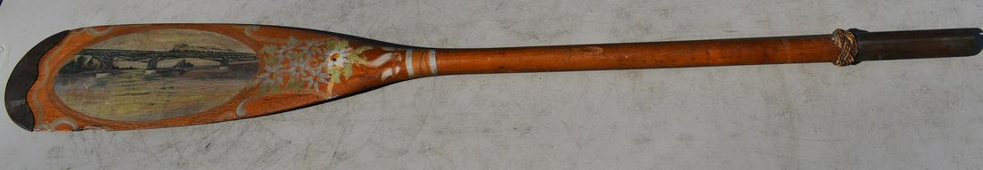 FOLK ART TRAIN PAINTING ON CANOE PADDLE, 19TH C. (1 of 8)