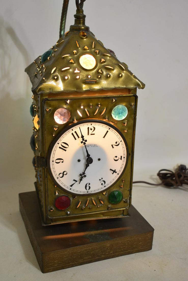 AMERICAN WALTHAM VICT. JEWELED CLOCK LANTERN W/HANGER (1 of 11)