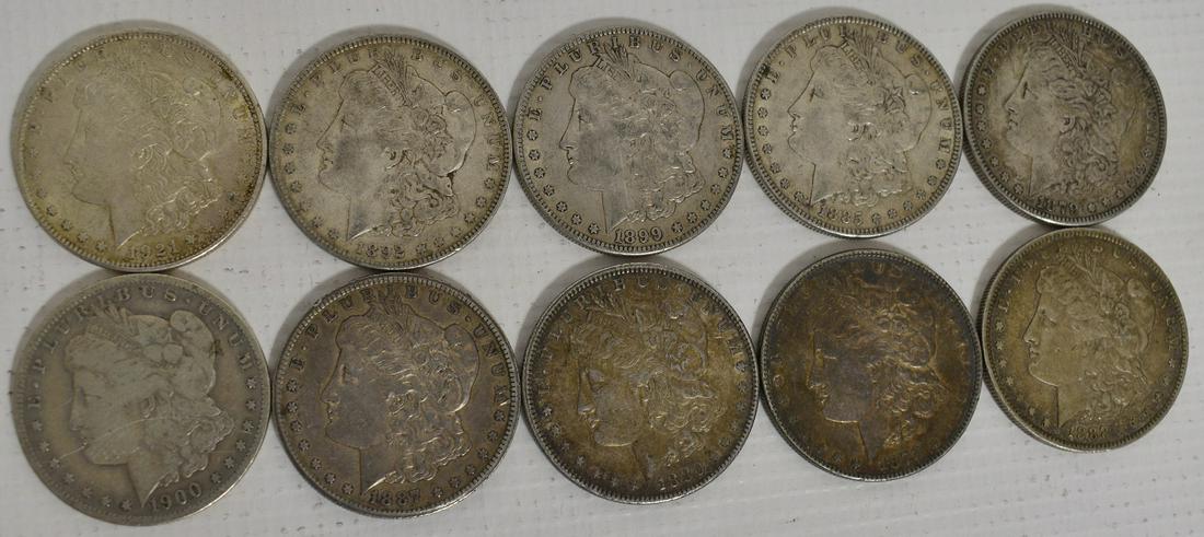 10 MORGAN SILVER DOLLARS INCL. 1878/1879/1880/1885 (1 of 11)