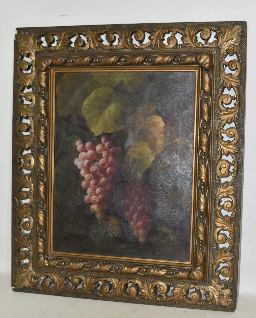 O/C STILL LIFE W/GRAPES SIGNED ILLEGIBLE, 19TH C. (1 of 18)