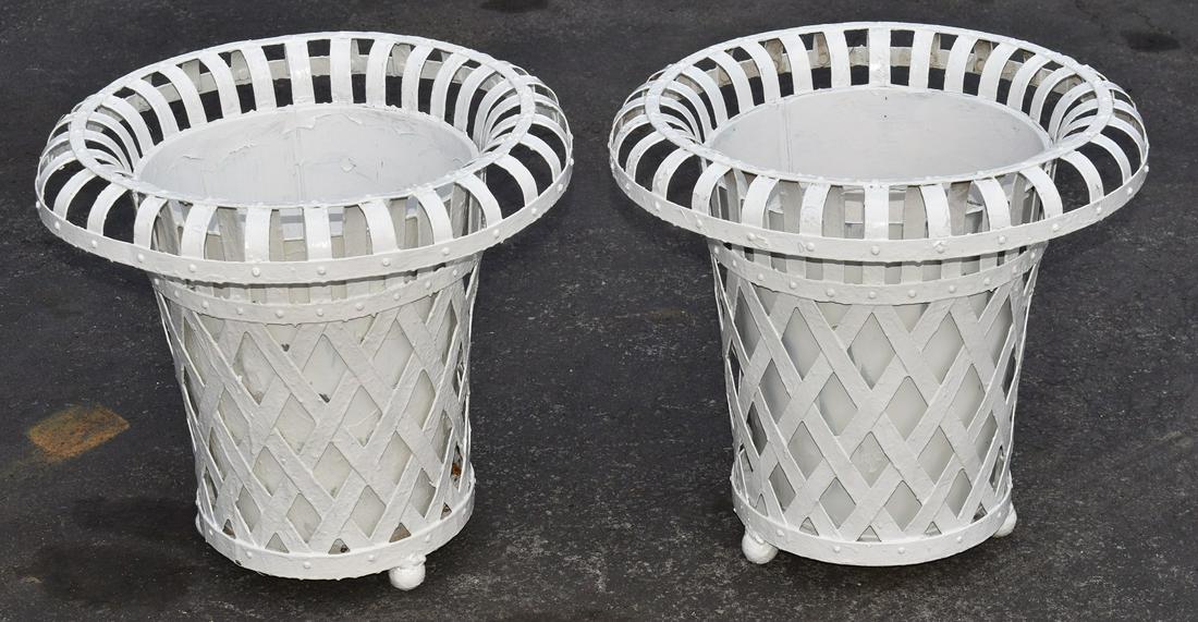 PAIR VICTORIAN STRAP STEEL FLOWER BASKETS, 19TH C. (1 of 8)