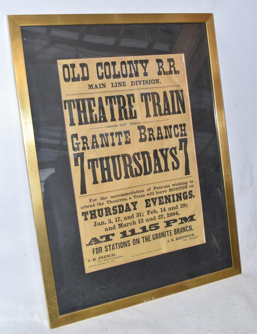 RARE LITHO OLD COLONY RAILROAD (BOSTON) THEATRE TRAIN, (1 of 9)