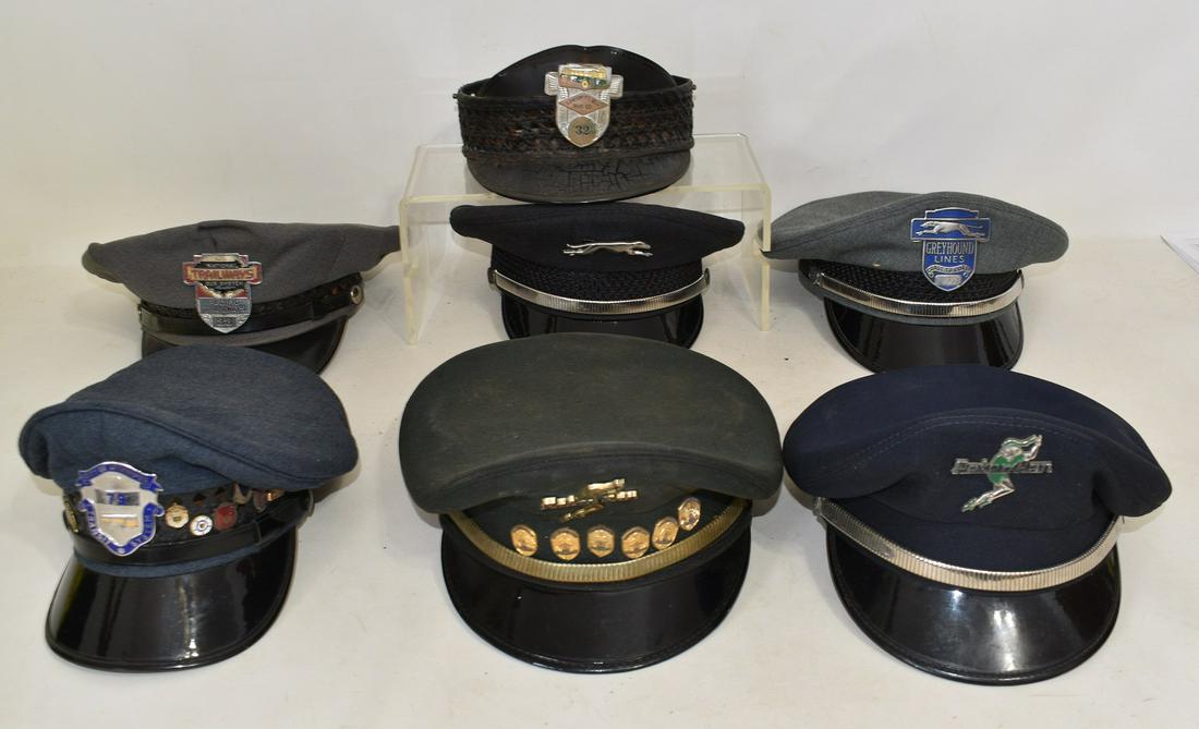(7) ASST. VINT. BUS DRIVER VISOR CAP/HATS, C. 1940/60'S (1 of 15)