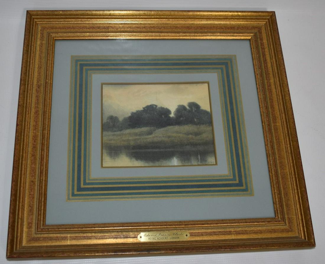 W/C LANDSCAPE W/LAKE SIGNED E. F. CLARK (EDWARD FRANCIS (1 of 7)