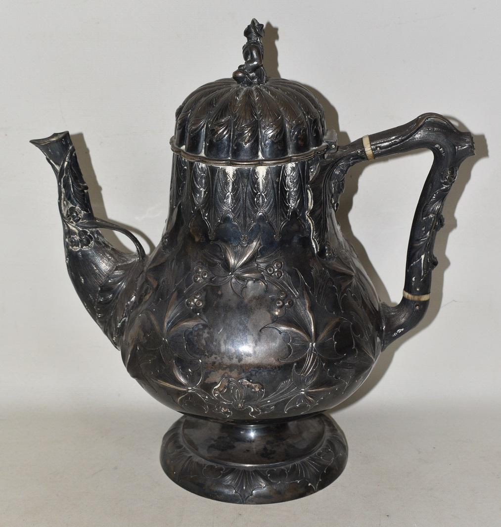 R & W WILSON COIN SILVER COFFEE POT (PHILADELPHIA), C.1850 (1 of 11)
