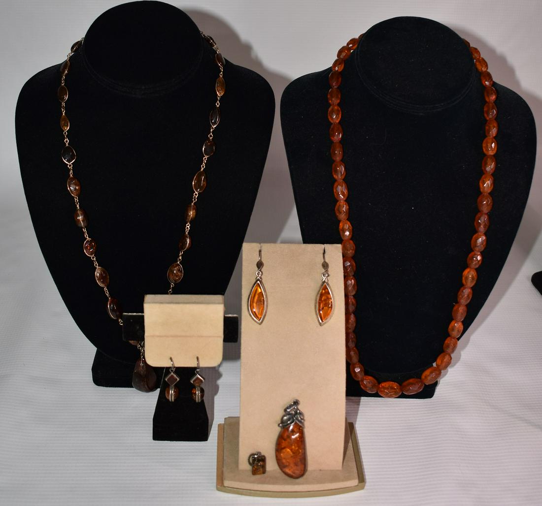 LOT ASSORT. AMBER/STERLING JEWELRY, 20TH C. (1 of 14)