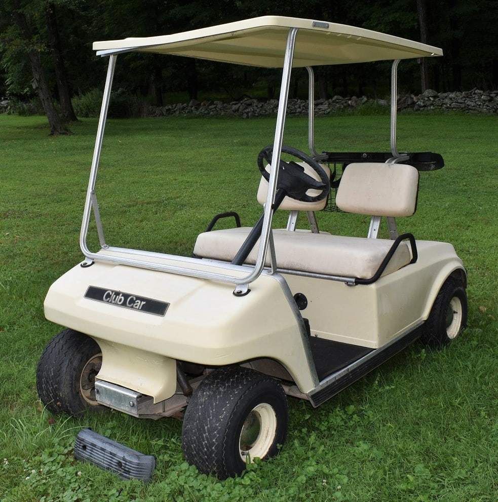 VINTAGE CLUB CAR ELECTRIC GOLF CART W/ROOF, C. 1980'S (1 of 7)