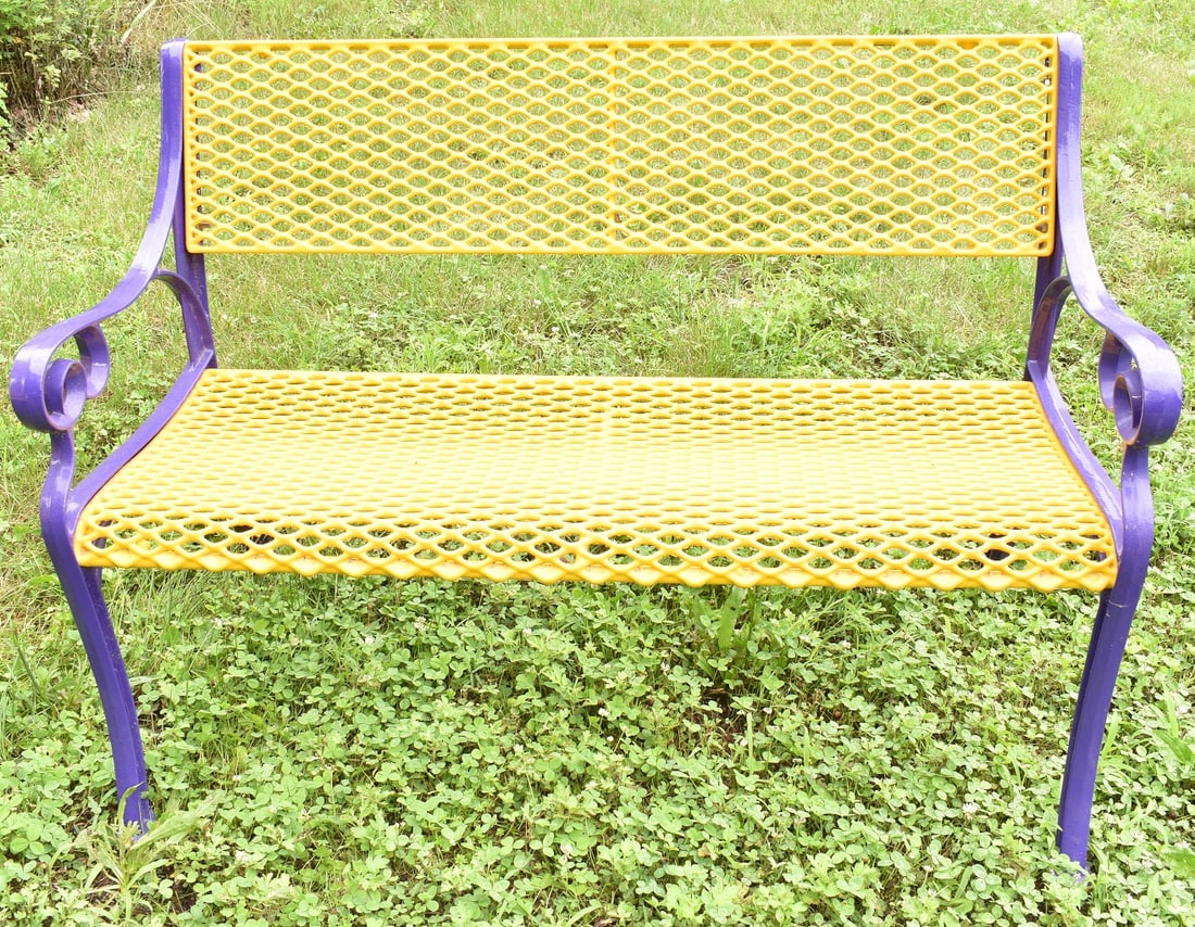 VINTAGE PLANET FITNESS BENCH, 20TH C., W. 45": VINTAGE PLANET FITNESS BENCH, 20TH C., W. 45"
