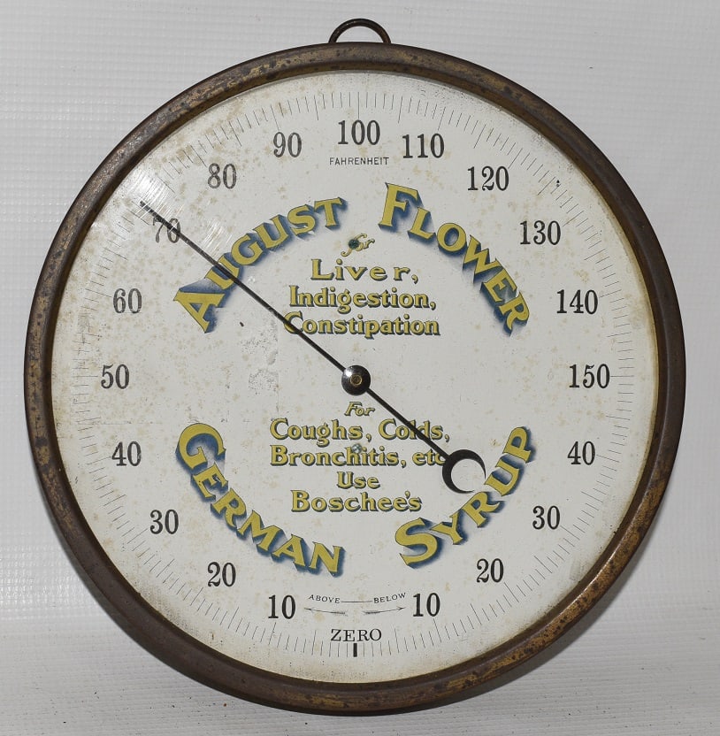 VINT AUGUST FLOWER ADVERTISING THERMOMETER-GERMAN SYRUP (1 of 6)