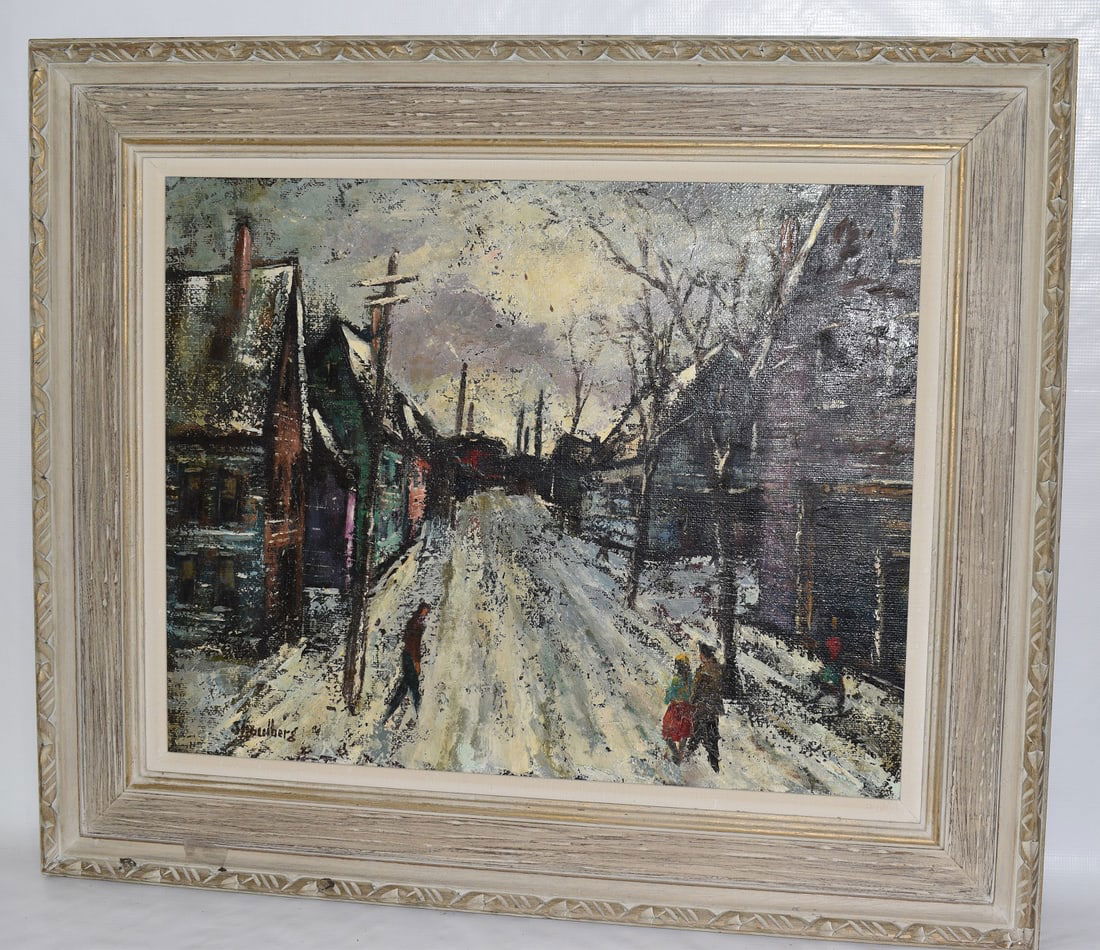O/C STREET SCENE SIGNED SHOULBERG (HARRY) C. 1950 (1 of 10)